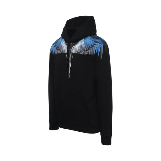 Classic Wings Print Hoodies in Black/Blue