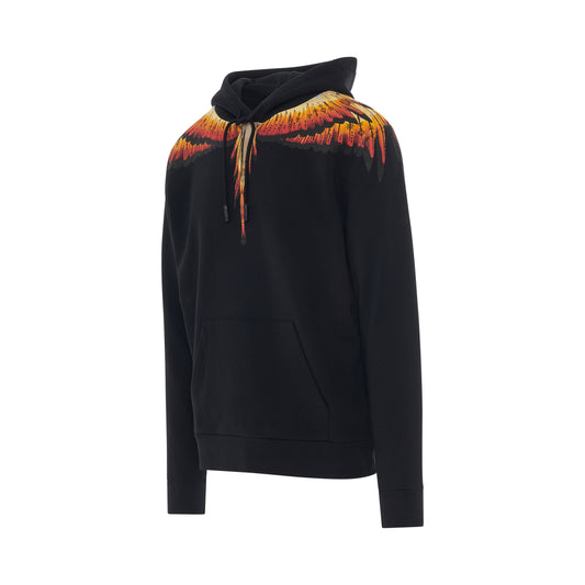 Solfolk Wings Regular Hoodie in Black/Red