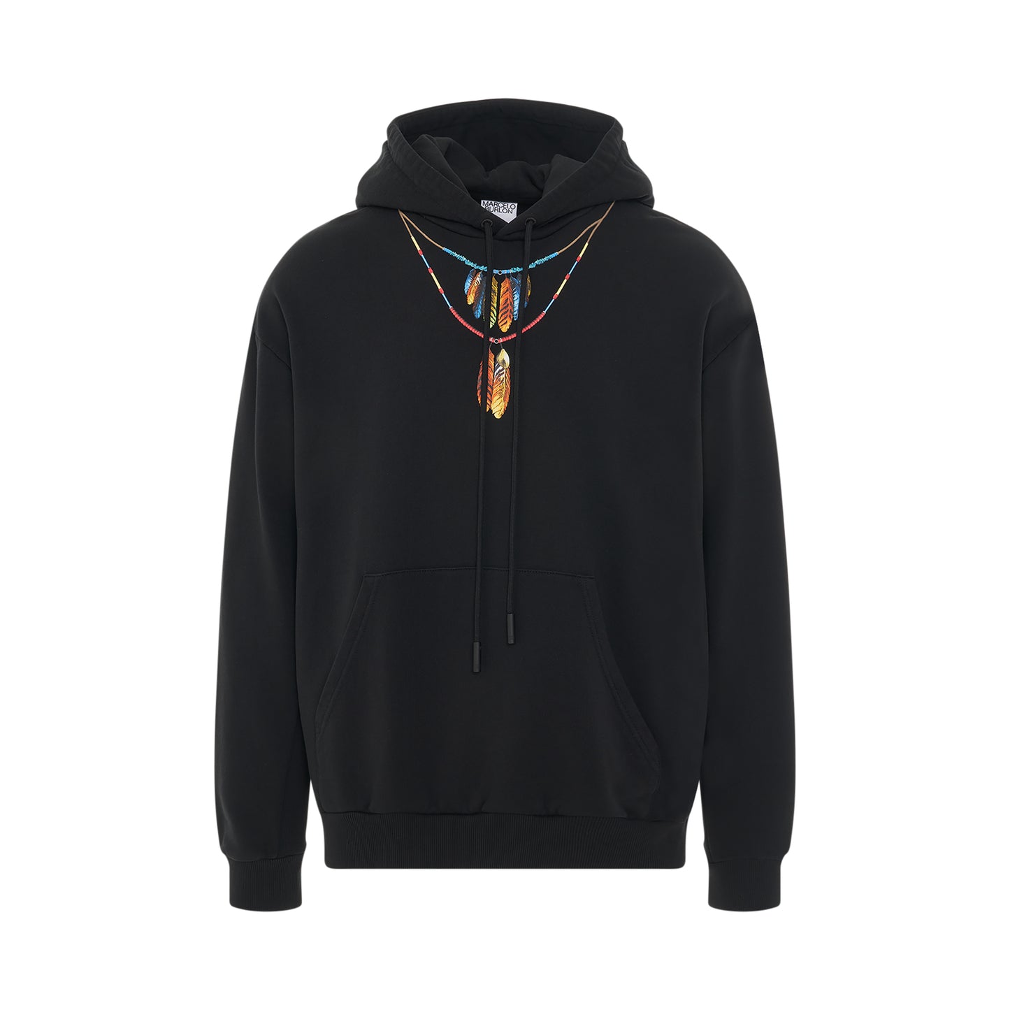 Feathers Necklace Oversized Hoodie in Black/Red