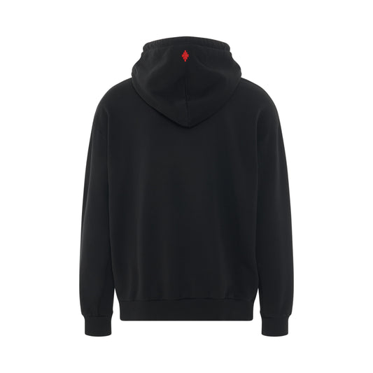 Feathers Necklace Oversized Hoodie in Black/Red