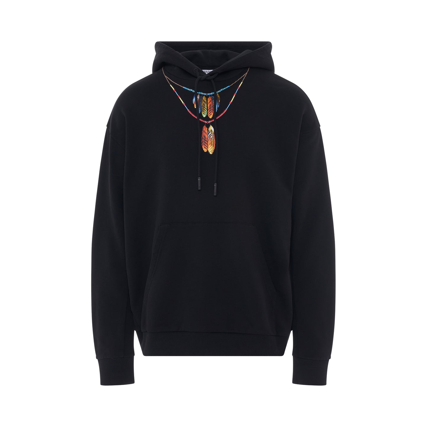 Feathers Necklace Oversized Hoodie in Black