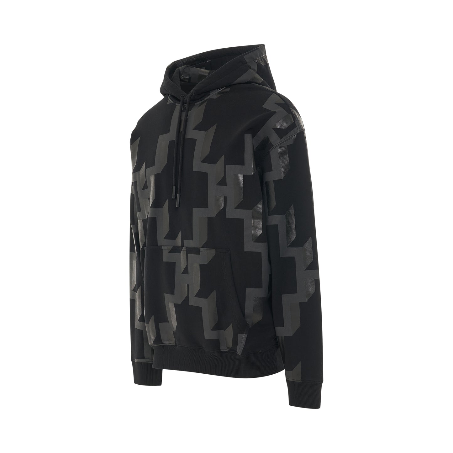 All Over Cross Comfort Hoodie in Black/Dark Grey