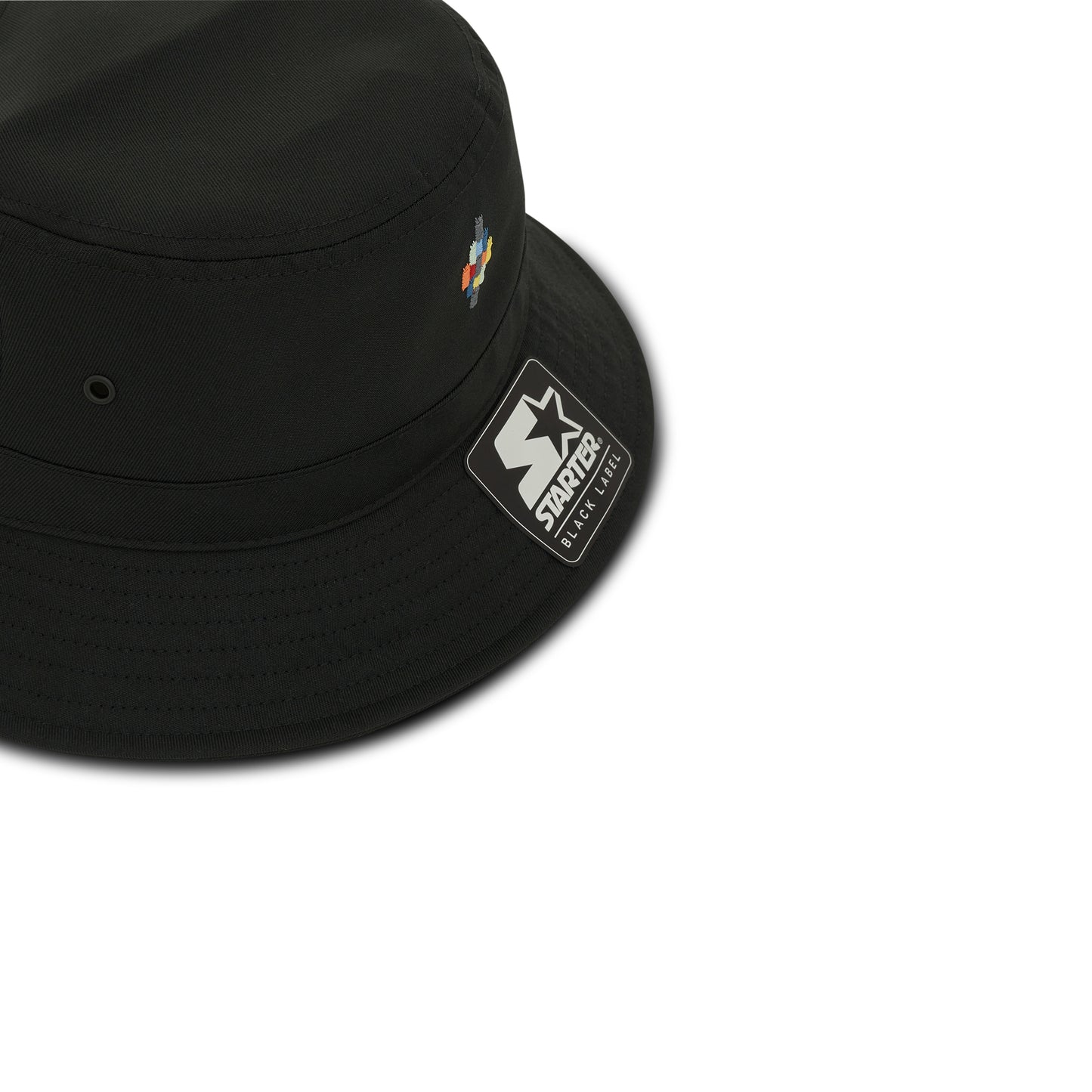 Colourful Cross Bucket Hat in Black