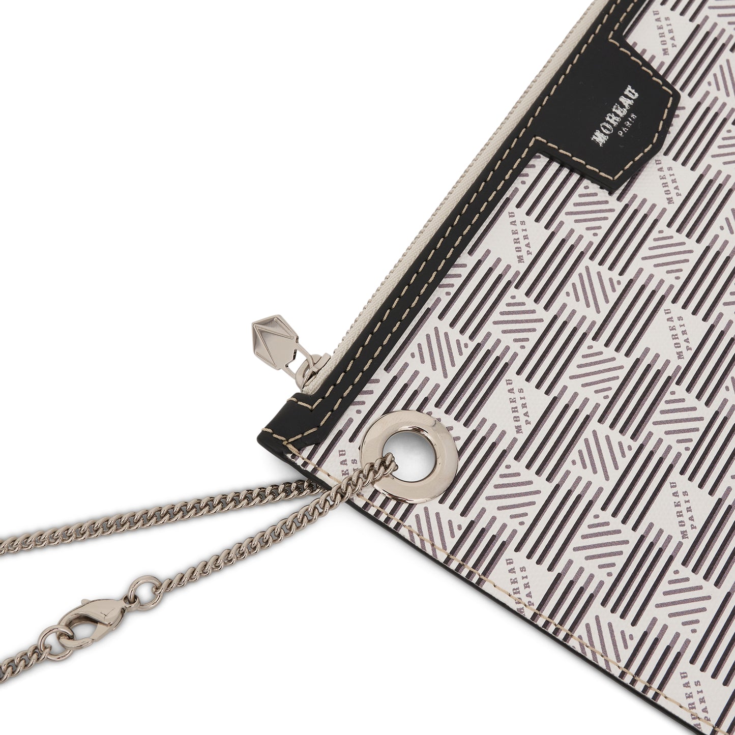 Saint Tropez Marina Pouch with Black Trim in White