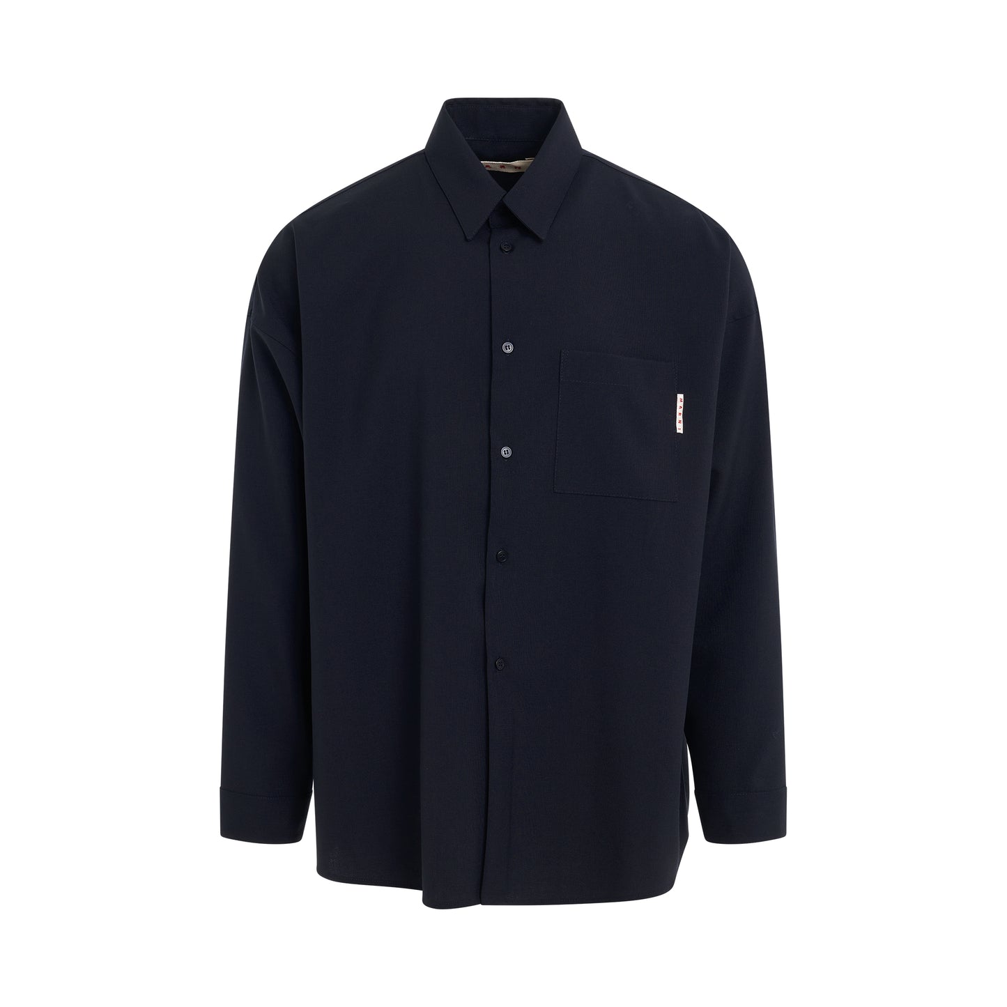 Long Sleeve Boxy Fit Shirt in Blue Black