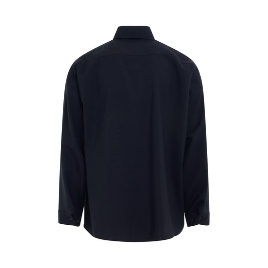 Long Sleeve Boxy Fit Shirt in Blue Black