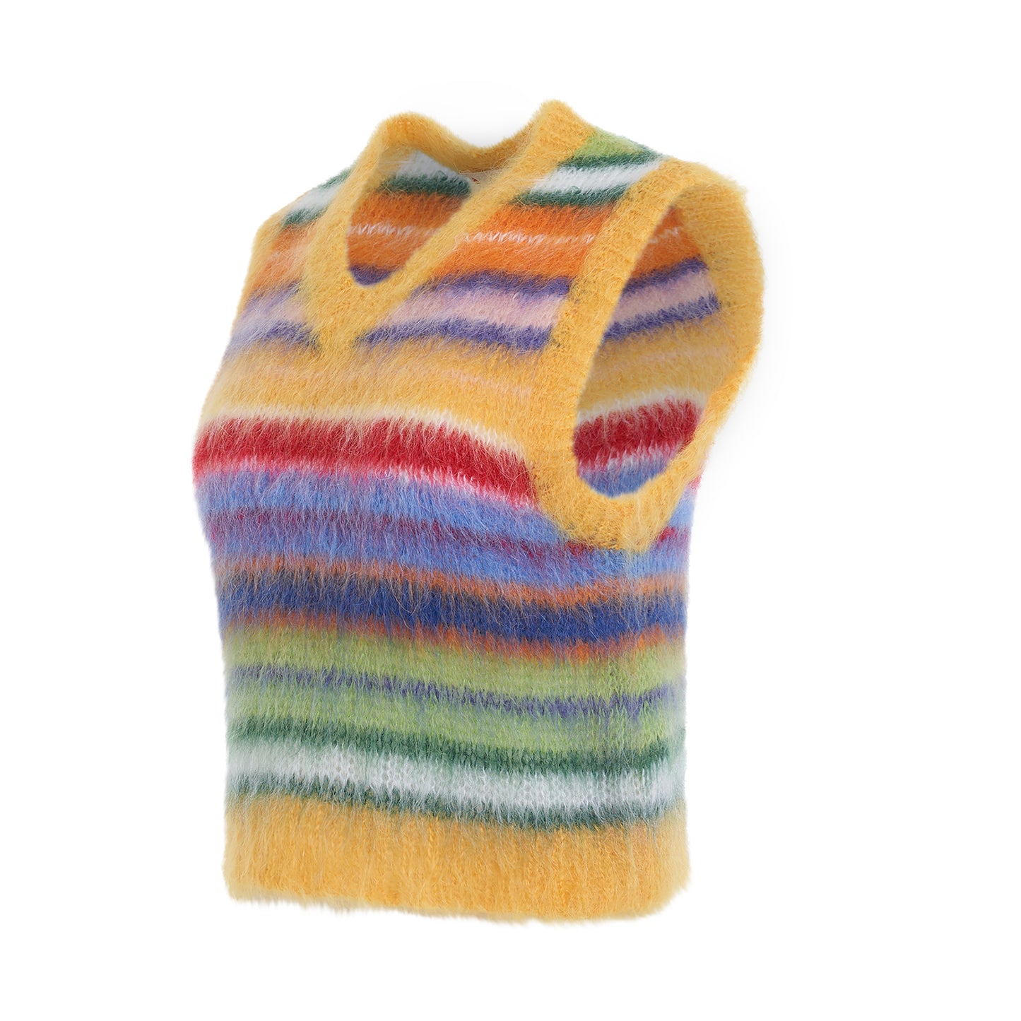 Cropped Mohair & Wool Striped Vest in Multicolour