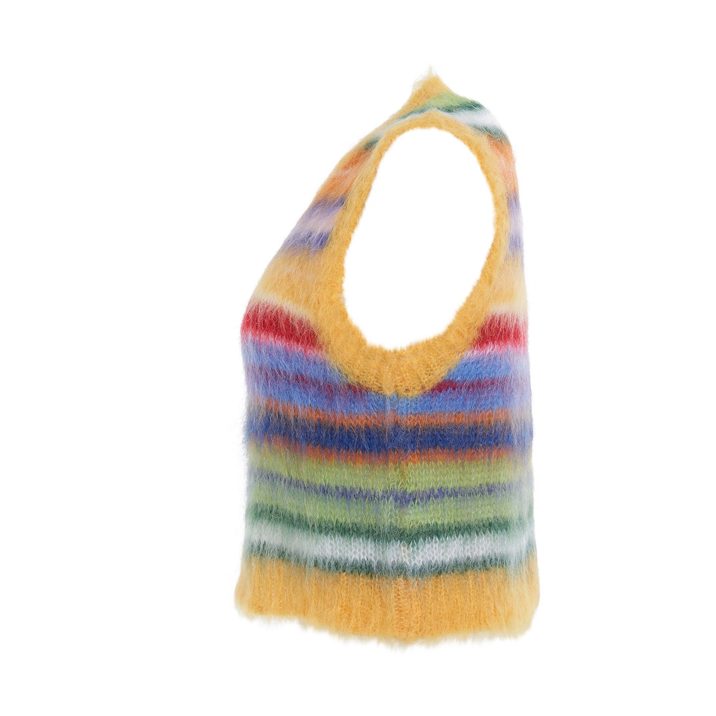 Cropped Mohair & Wool Striped Vest in Multicolour