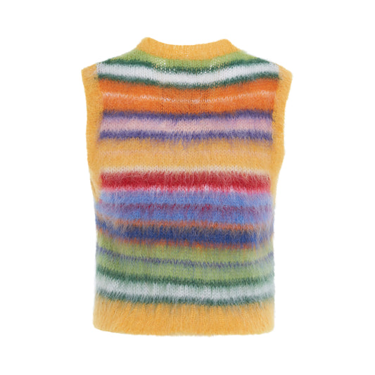 Cropped Mohair & Wool Striped Vest in Multicolour