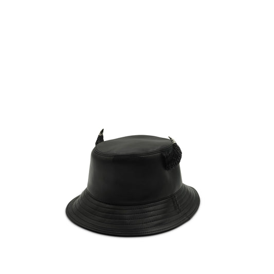 Bucket Hat with Horns in Black