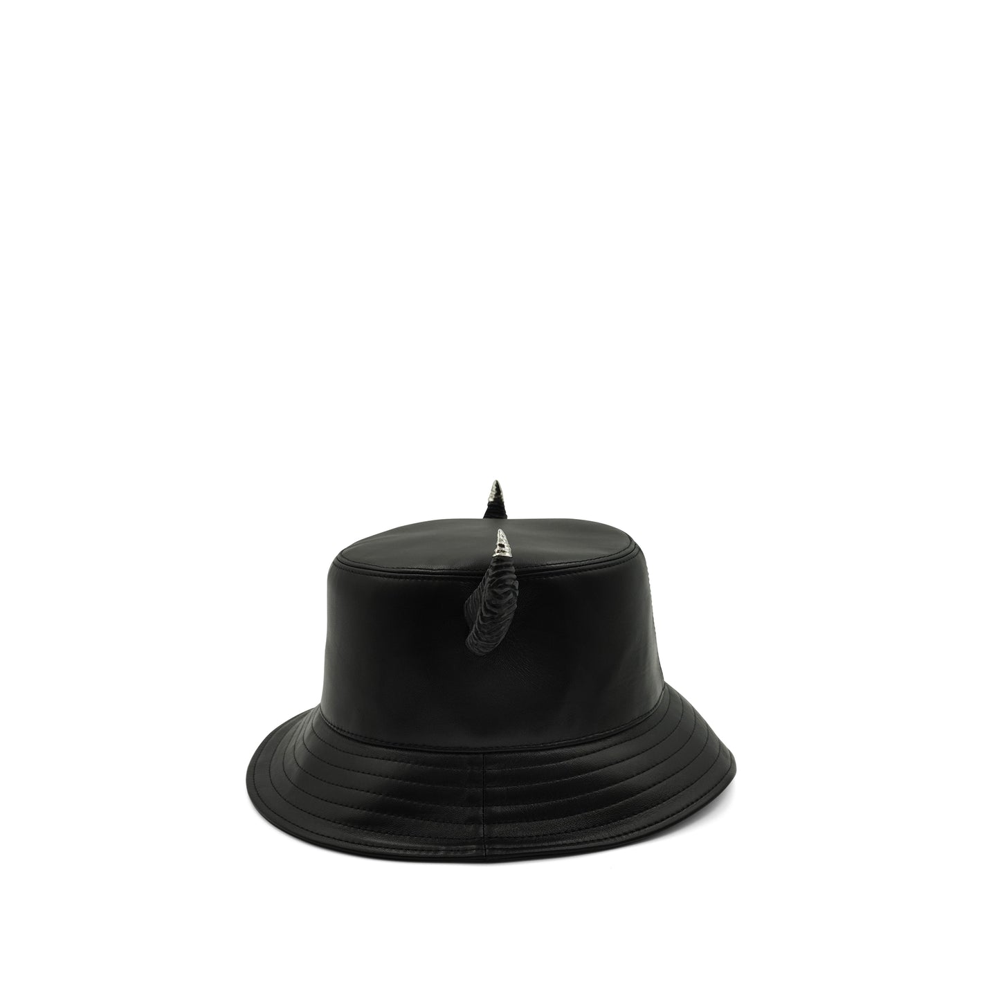 Bucket Hat with Horns in Black