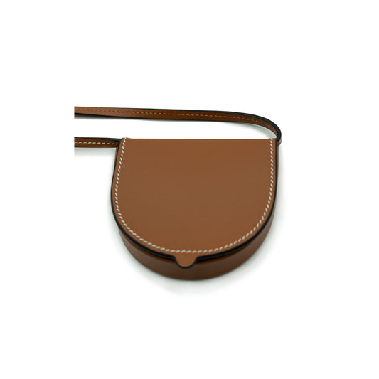 Mini Heel Pouch in Soft Calfskin in Tan