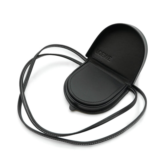 Mini Heel Pouch in Soft Calfskin in Black