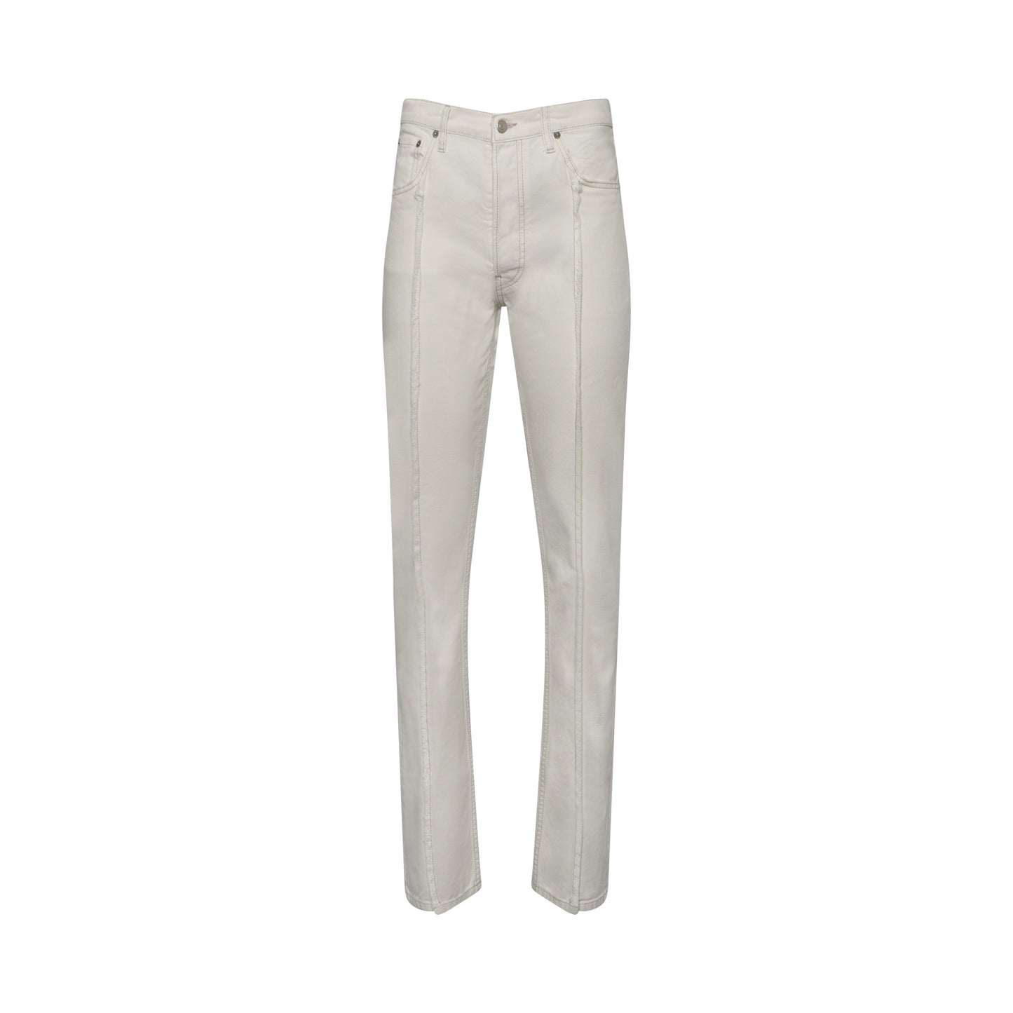 Frayed Straight Leg Jeans in White