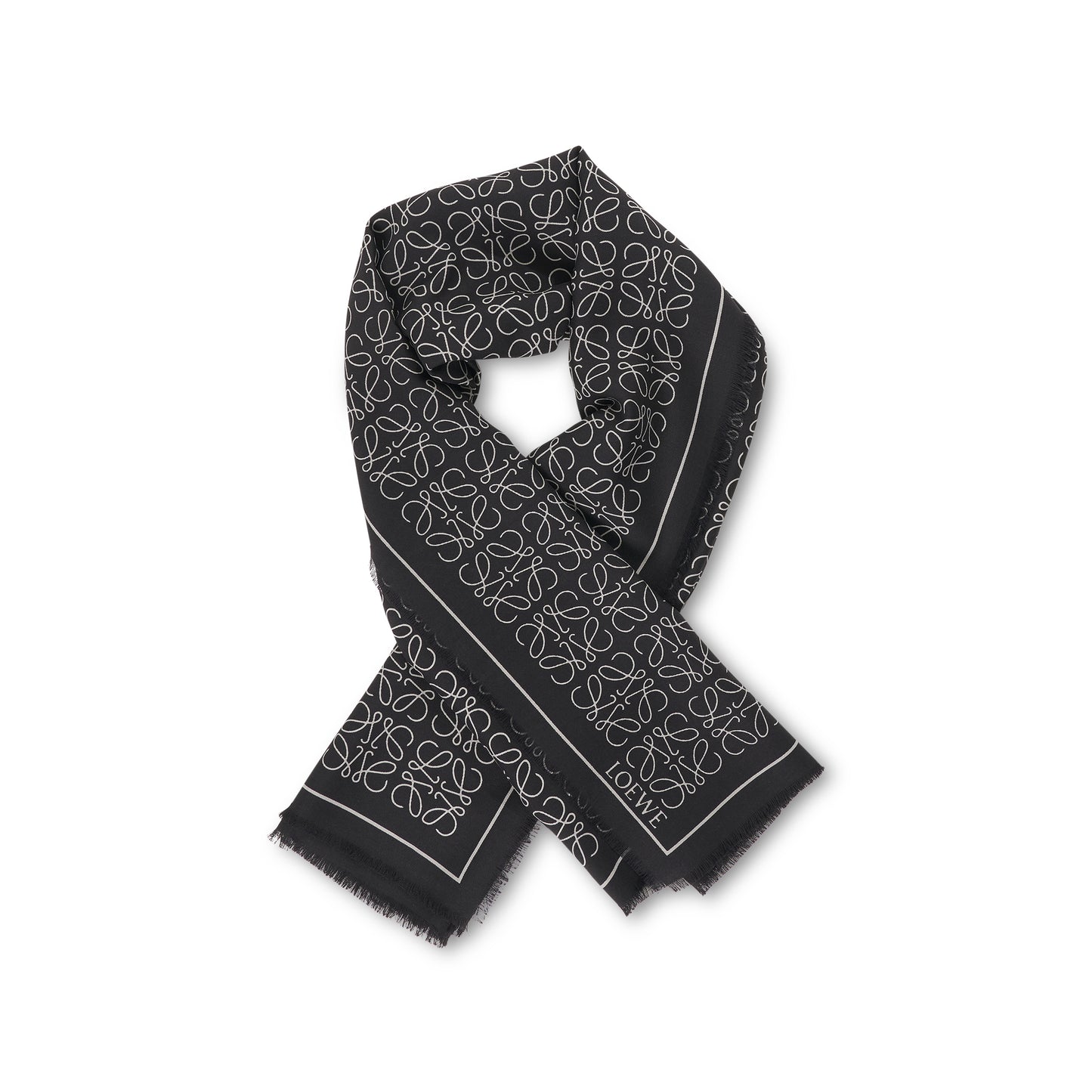 Anagram Wool and Silk Scarf in Black