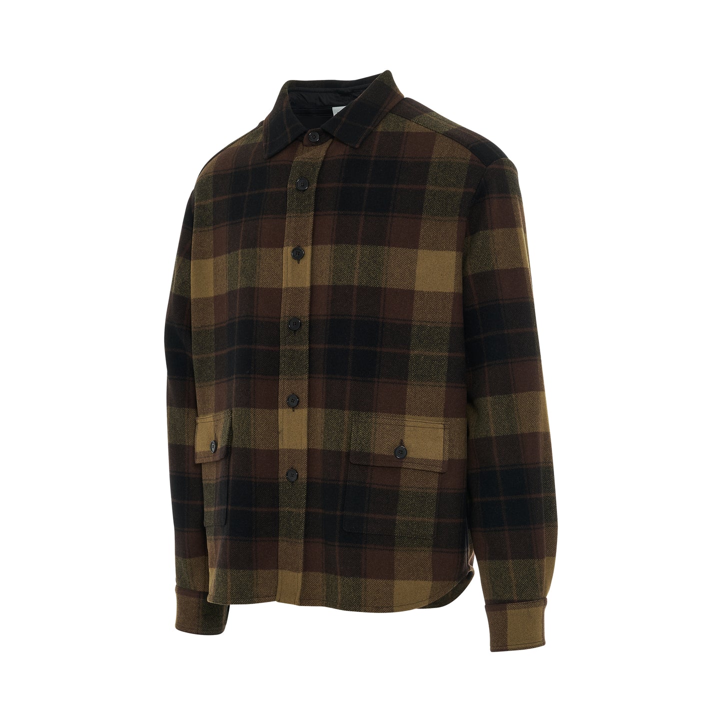 Checked Wool Overshirt In Brown