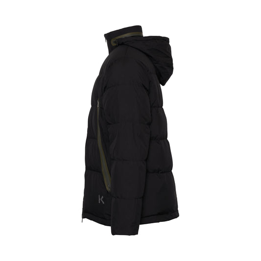 Pleat Camo Parka Jacket in Black