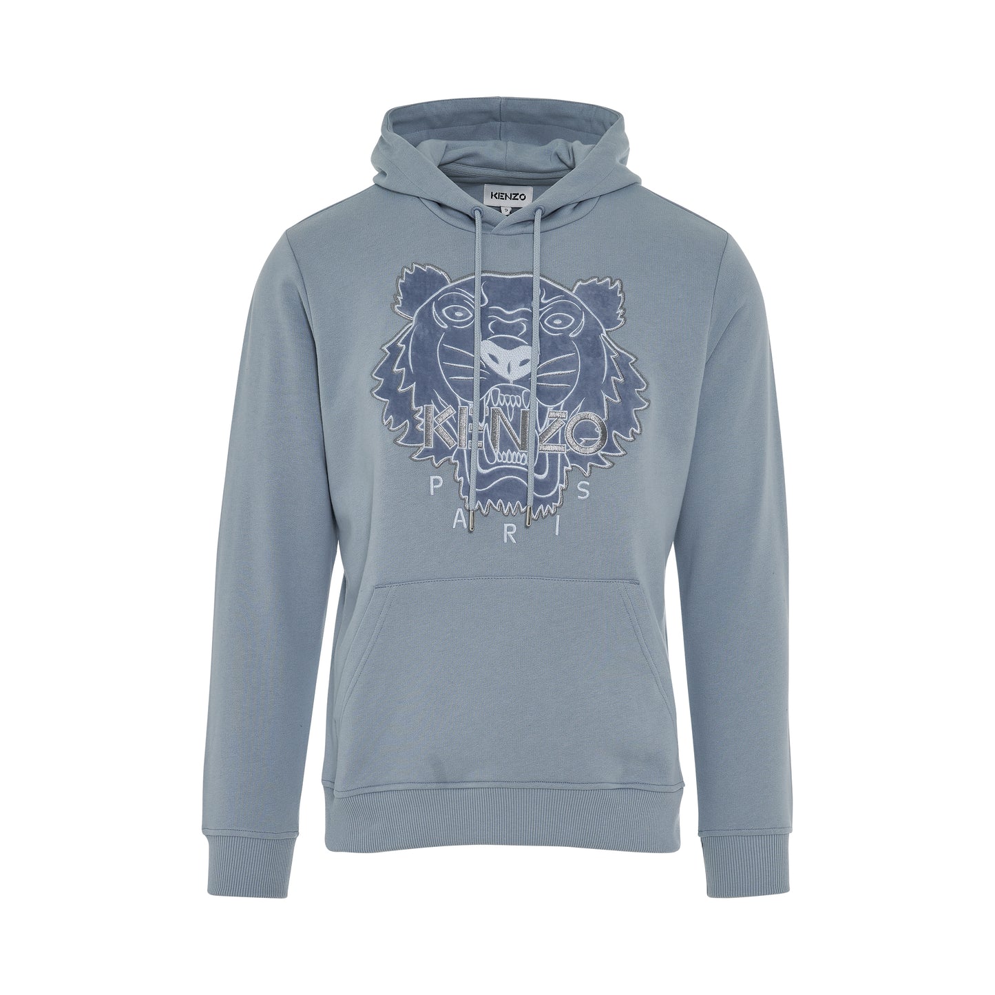 Tiger Embroidered Hoodie In Glacier