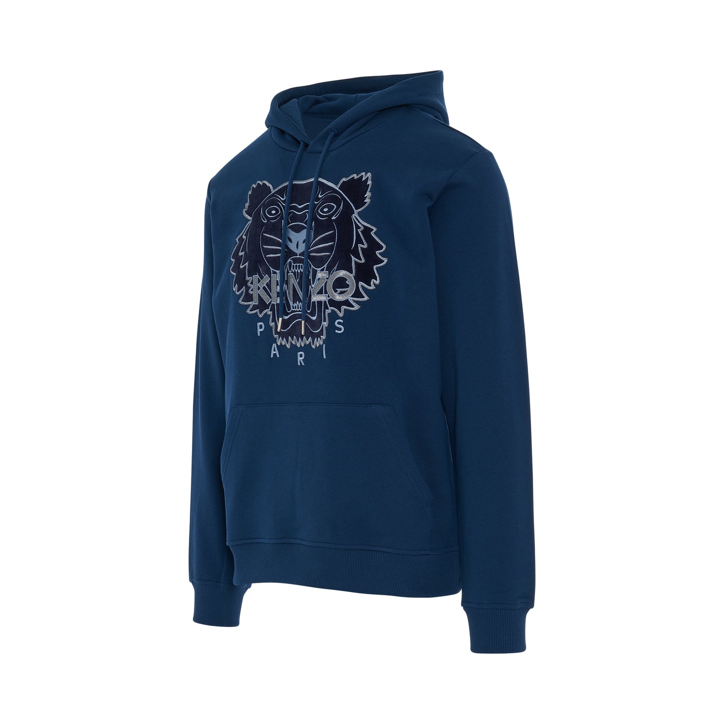 Tiger Embroidered Hoodie In Midnight Blue