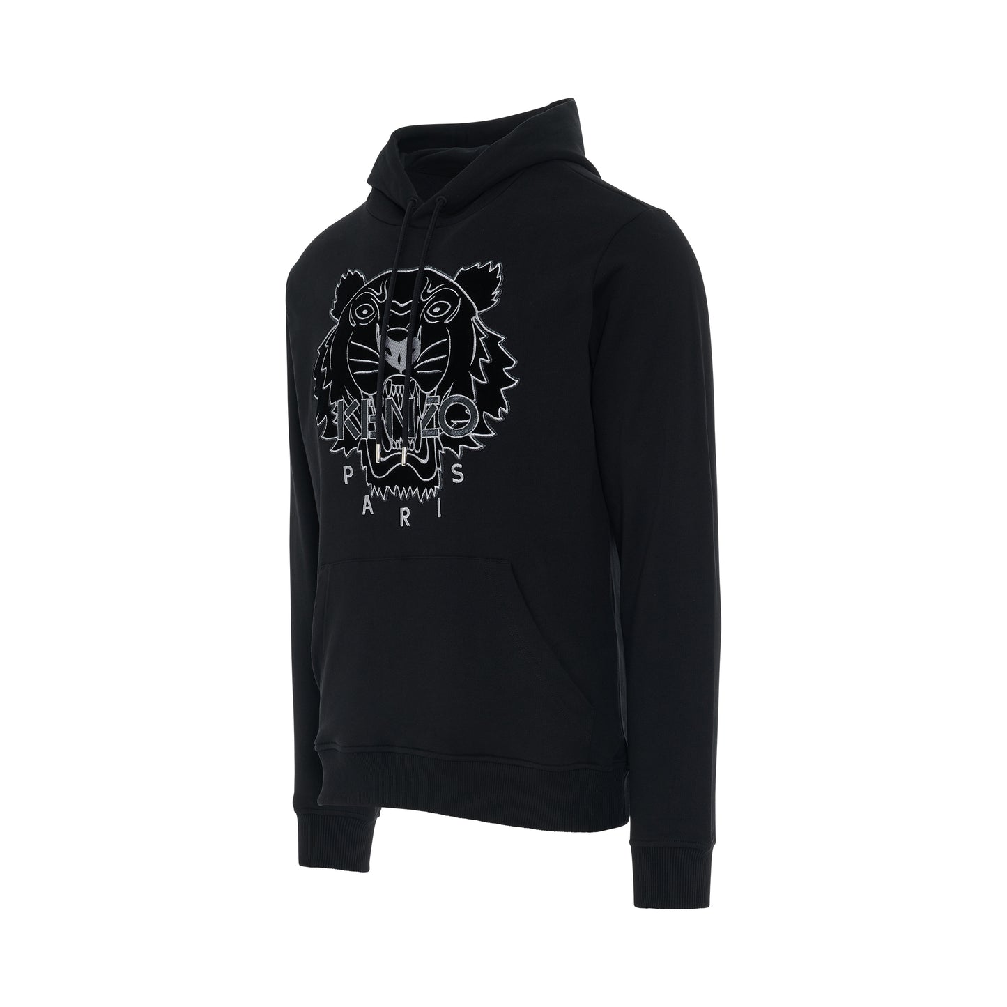 Tiger Embroidered Hoodie In Black