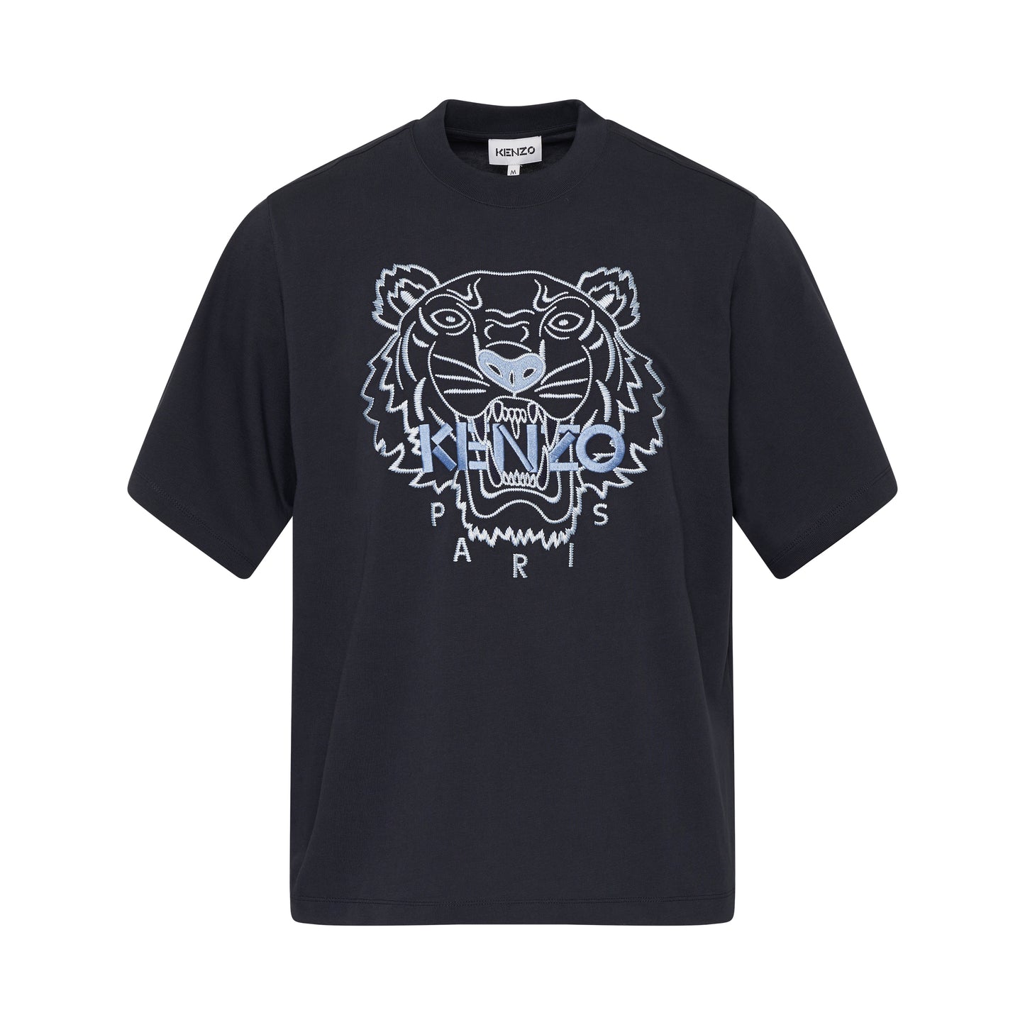 Tiger Embroidered Loose Fit T-Shirt in Blue