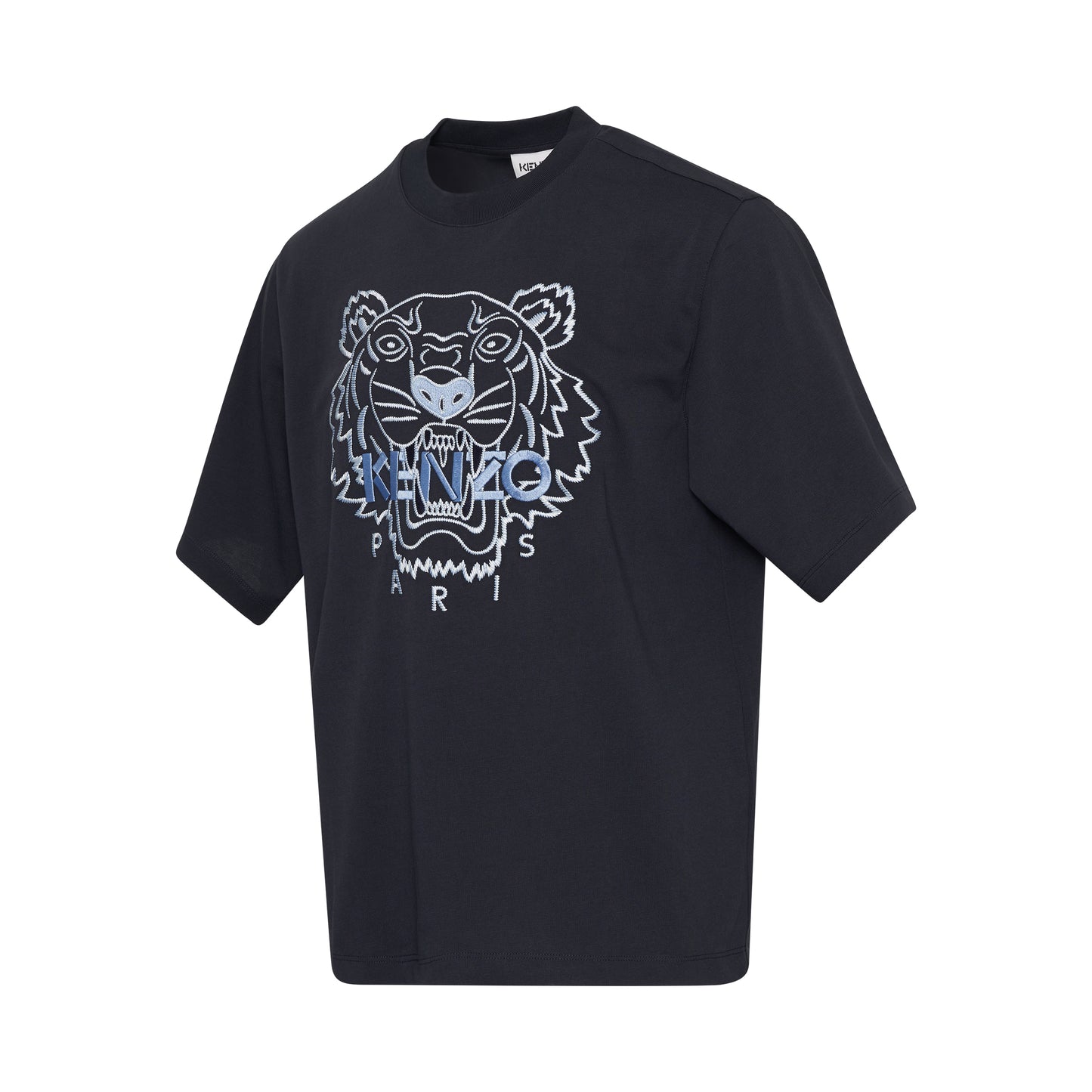 Tiger Embroidered Loose Fit T-Shirt in Blue