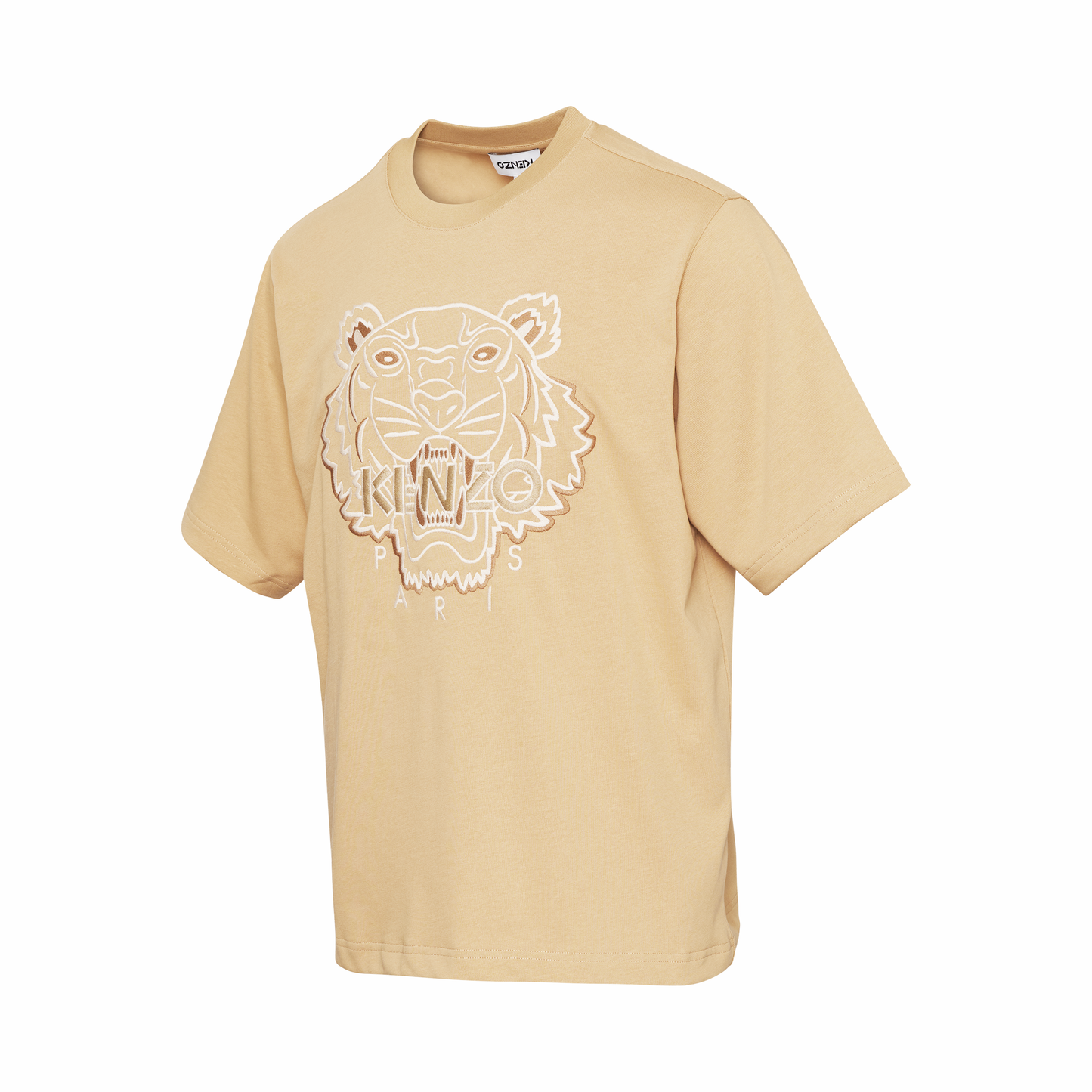 Tiger Embroidered T-Shirt in Beige