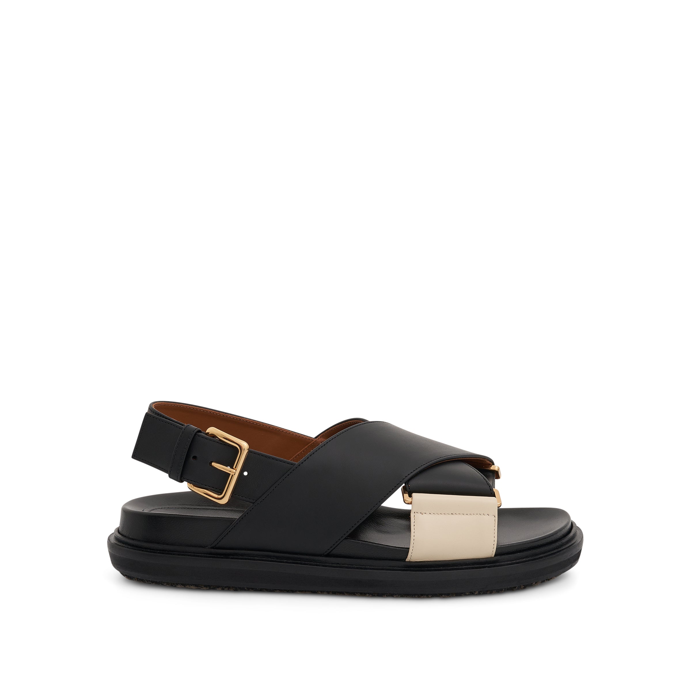 Fussbett Crisscross Sandal in Black/Silk White