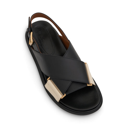 Fussbett Crisscross Sandal in Black/Silk White