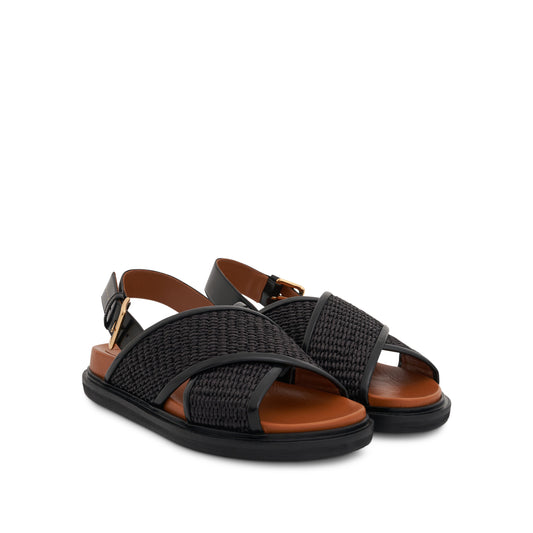 Fussbett Leather Sandal in Black/Earth of Sienna