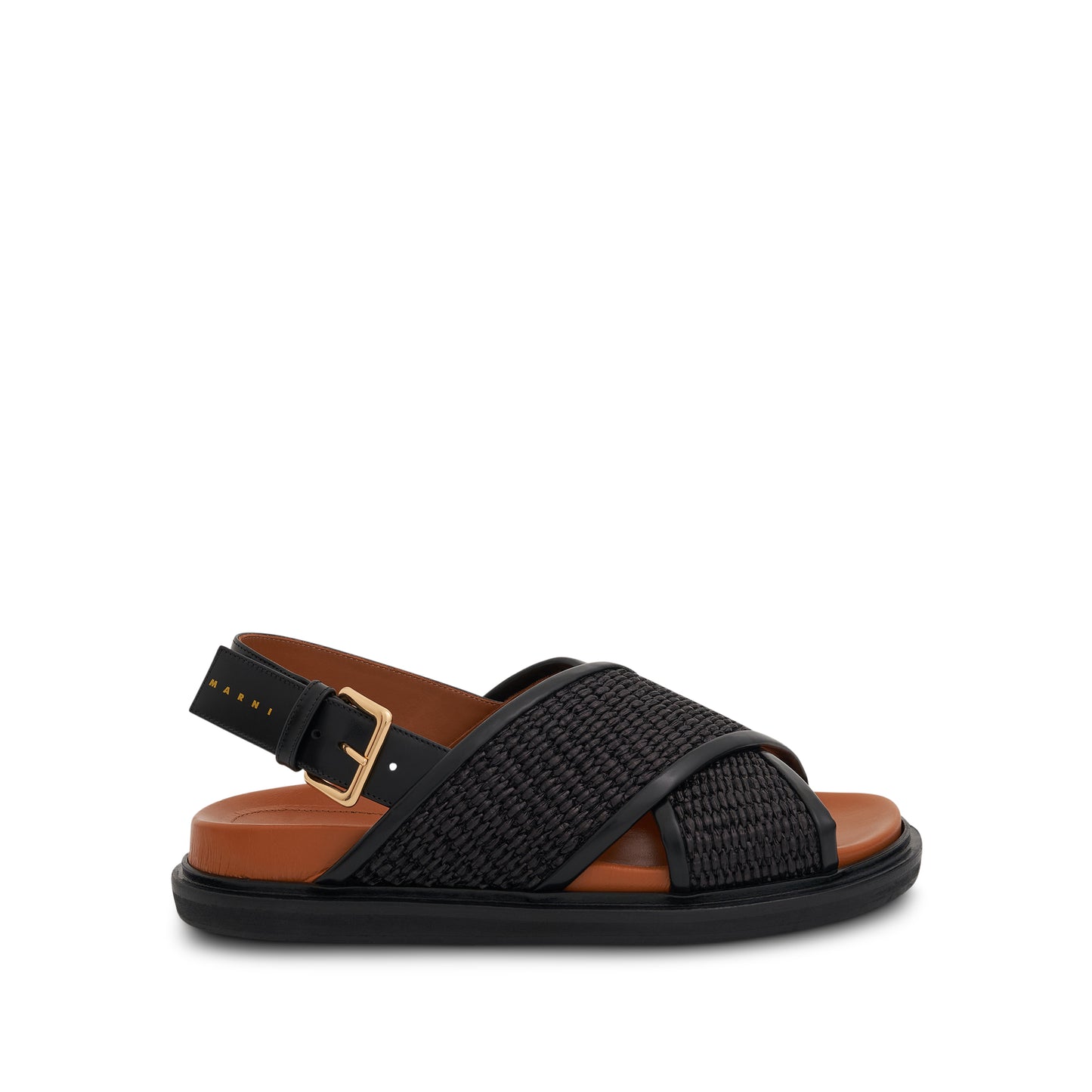 Fussbett Leather Sandal in Black/Earth of Sienna