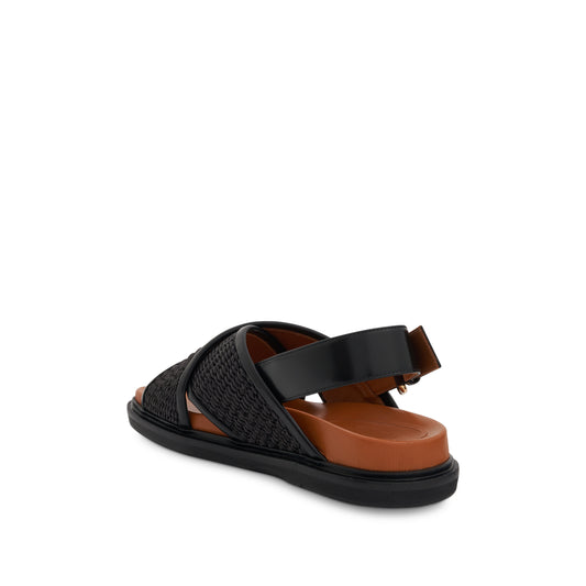 Fussbett Leather Sandal in Black/Earth of Sienna