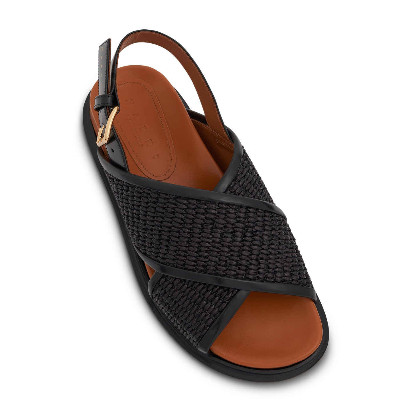 Fussbett Leather Sandal in Black/Earth of Sienna