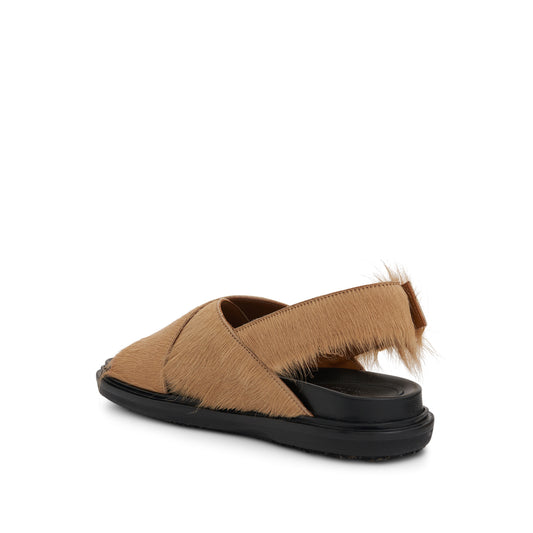 Fussbett Long Hair Calfskin Sandal in Soft Beige