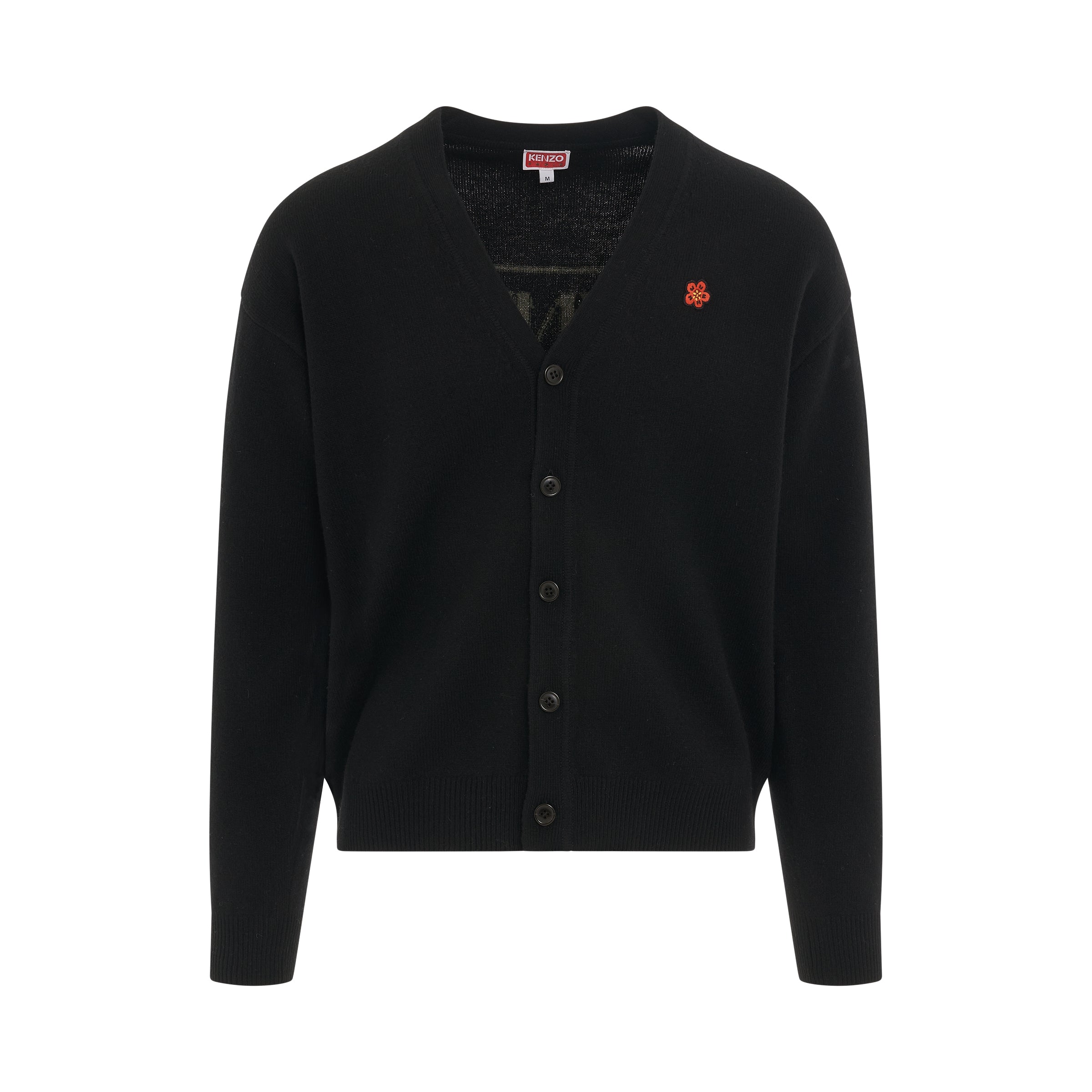 Paris Logo Knit Cardigan in Black