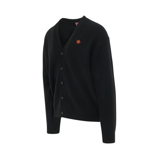 Paris Logo Knit Cardigan in Black