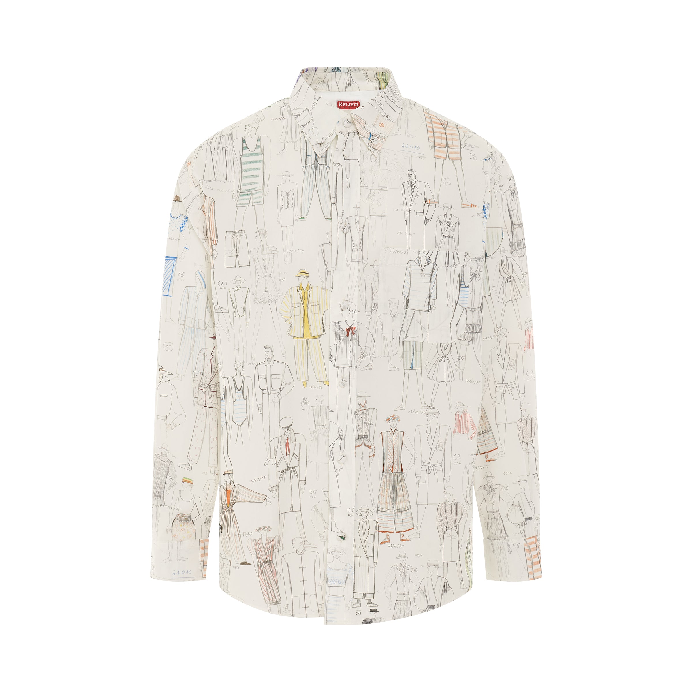 Logo Sketch Printed Poplin Shirt in Multicolour