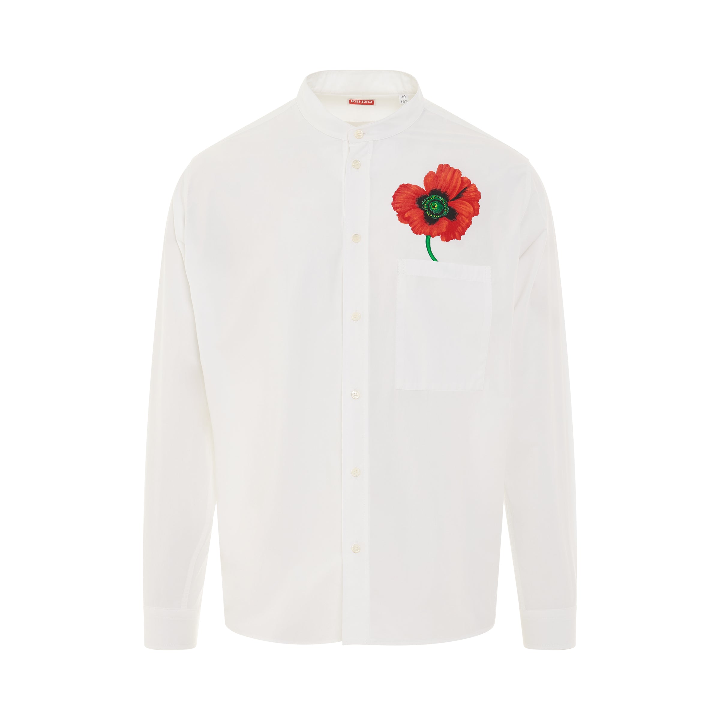 Poppy Print Woven Shirt in White