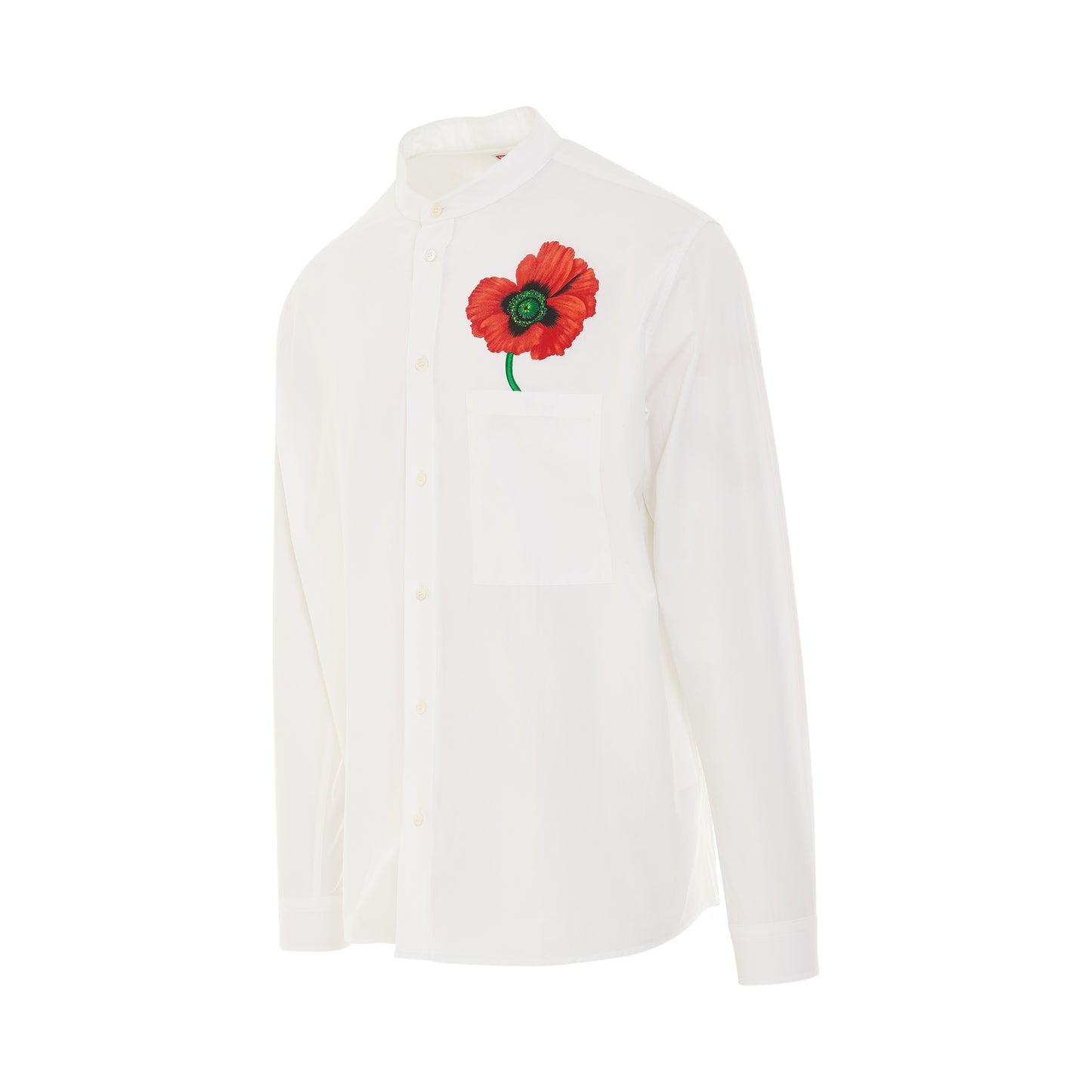 Poppy Print Woven Shirt in White