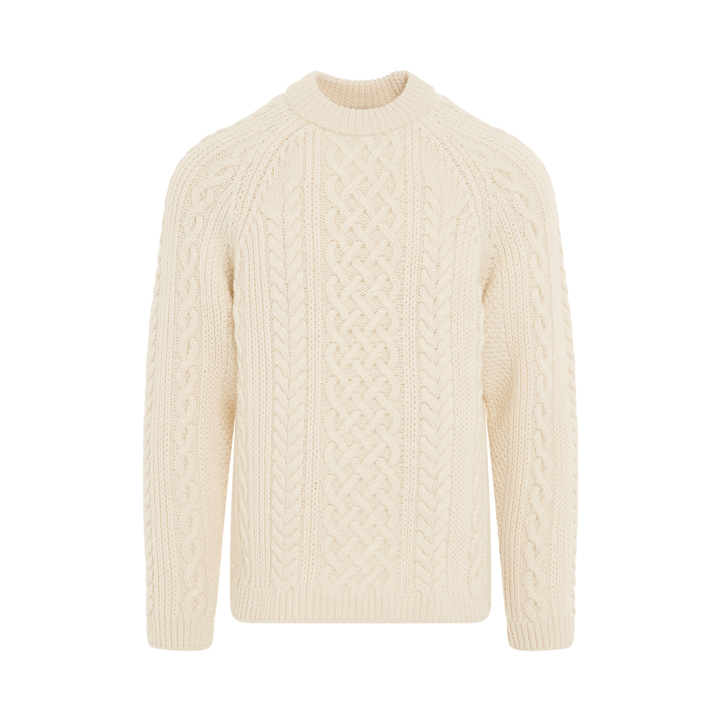 Classic Solid Wool Knit Jumper in Off White