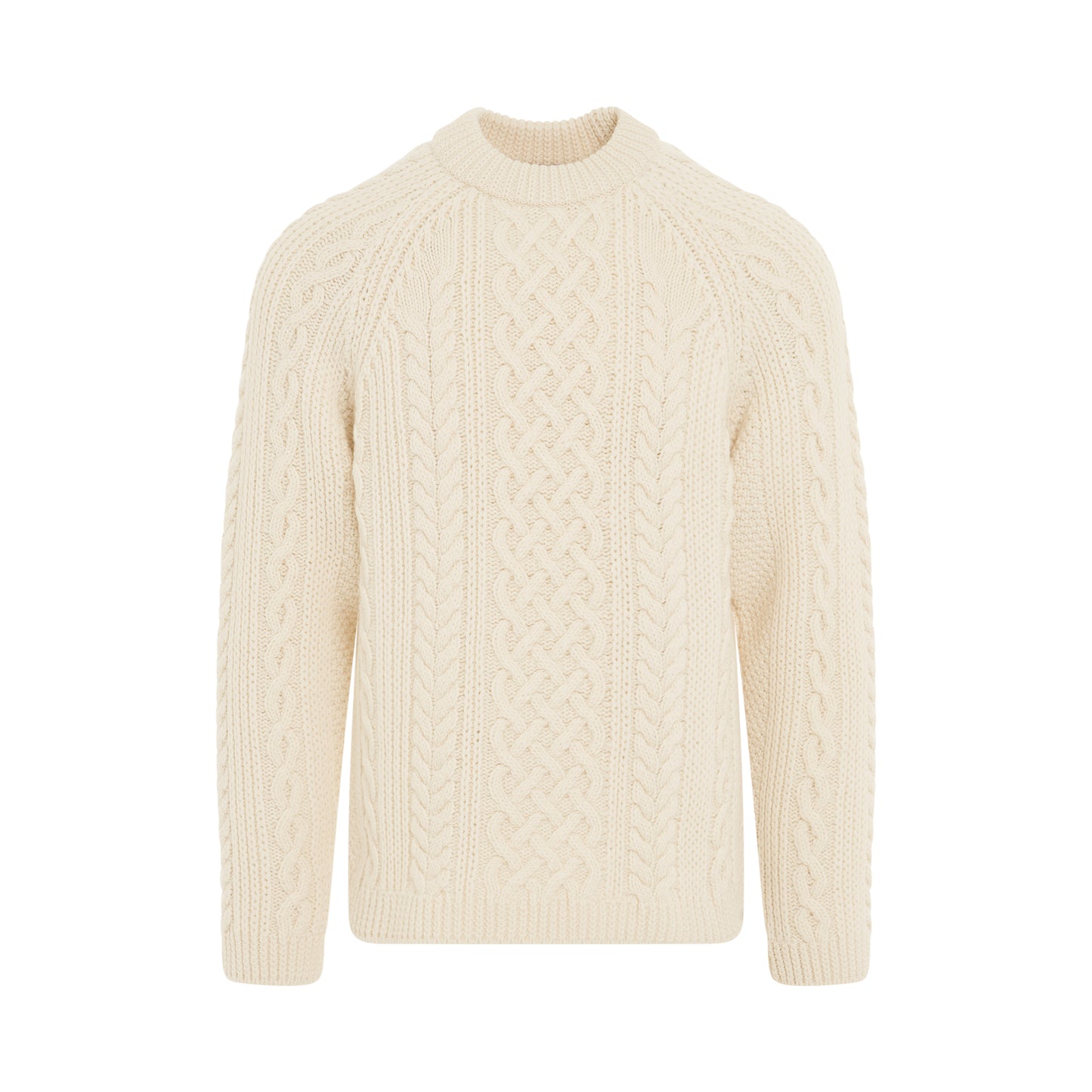 Classic Solid Wool Knit Jumper in Off White