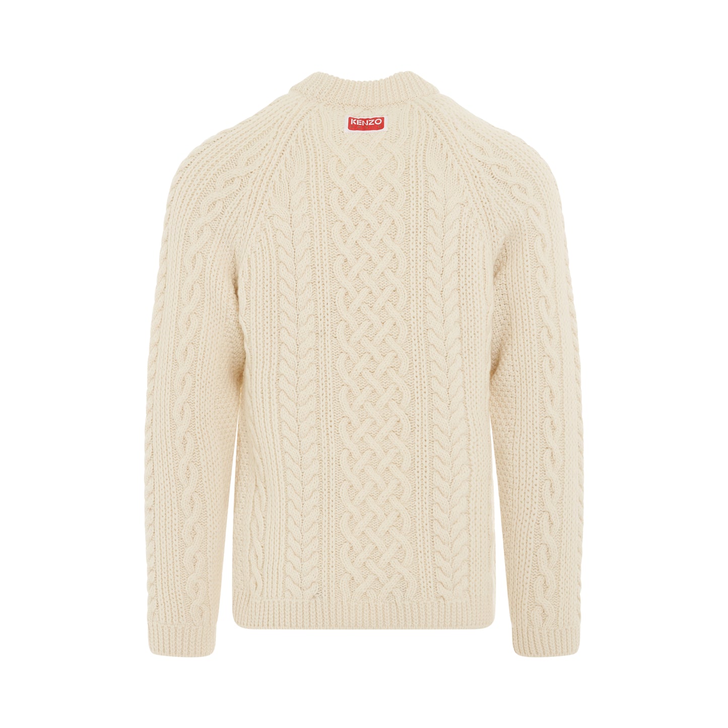 Classic Solid Wool Knit Jumper in Off White