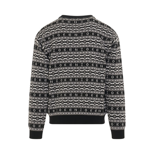 Jacquard Wool Knit Jumper in Black