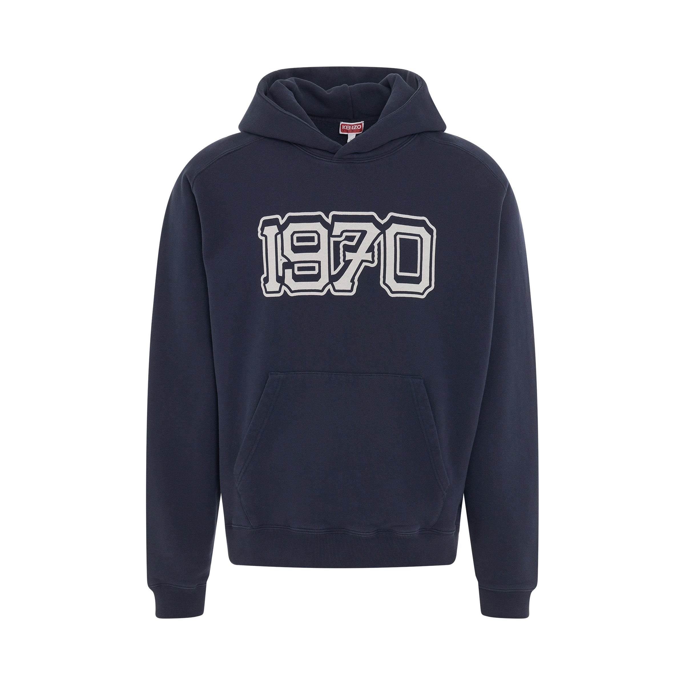 1970 Graphic Print Hoodie in Midnight Blue