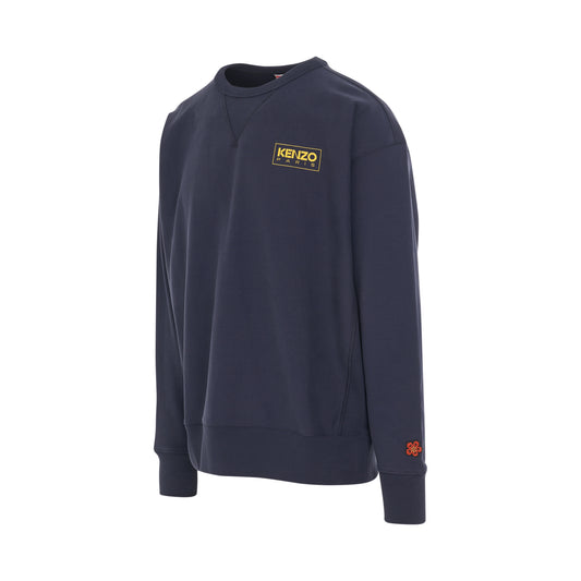 Paris Logo Oversize Sweatshirt in Midnight Blue