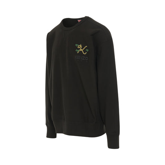 Tiger Tail K Crest Oversize Sweatshirt in Black