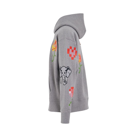 Pixel Oversized Hoodie in Pearl Grey