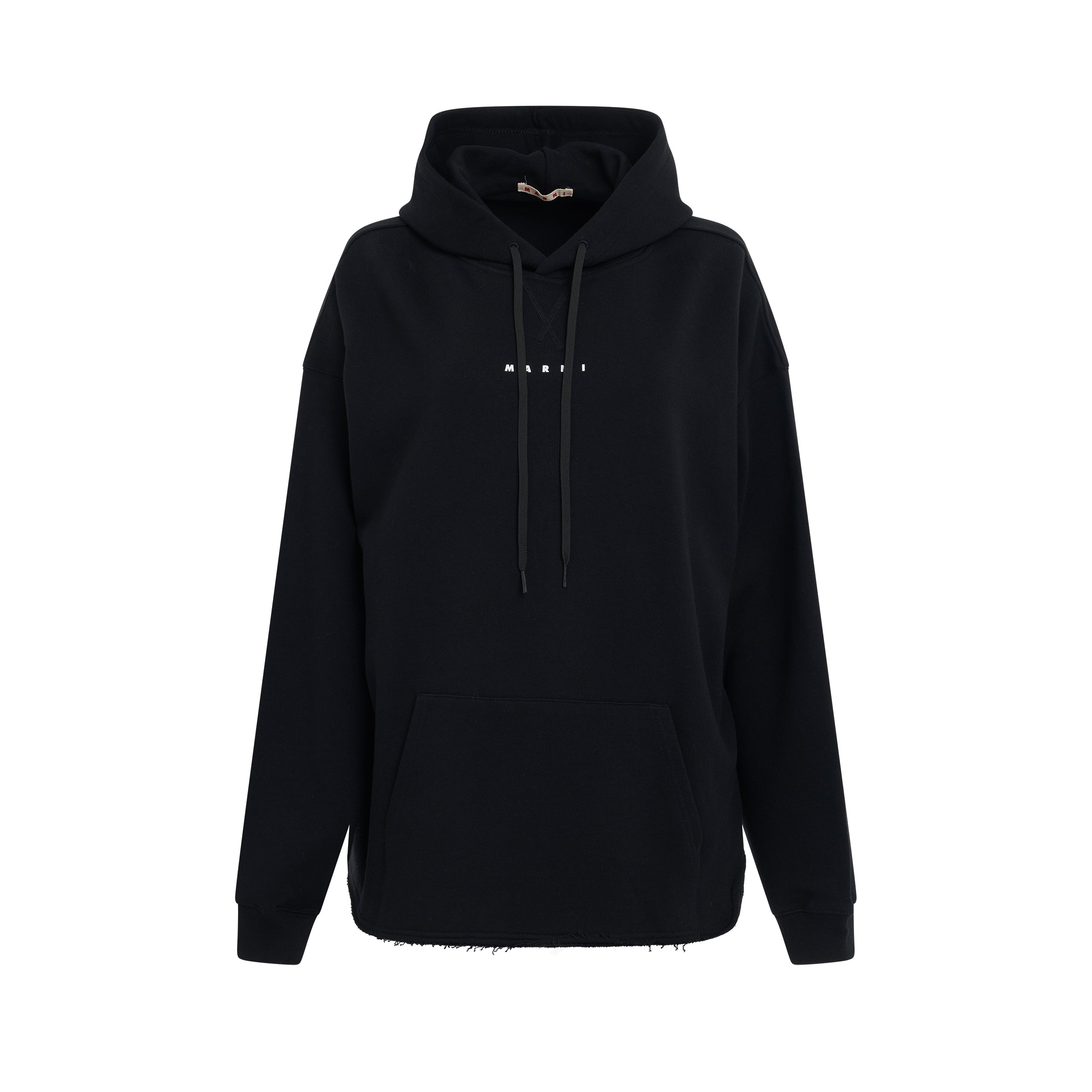 Logo Detail Hoodie in Black