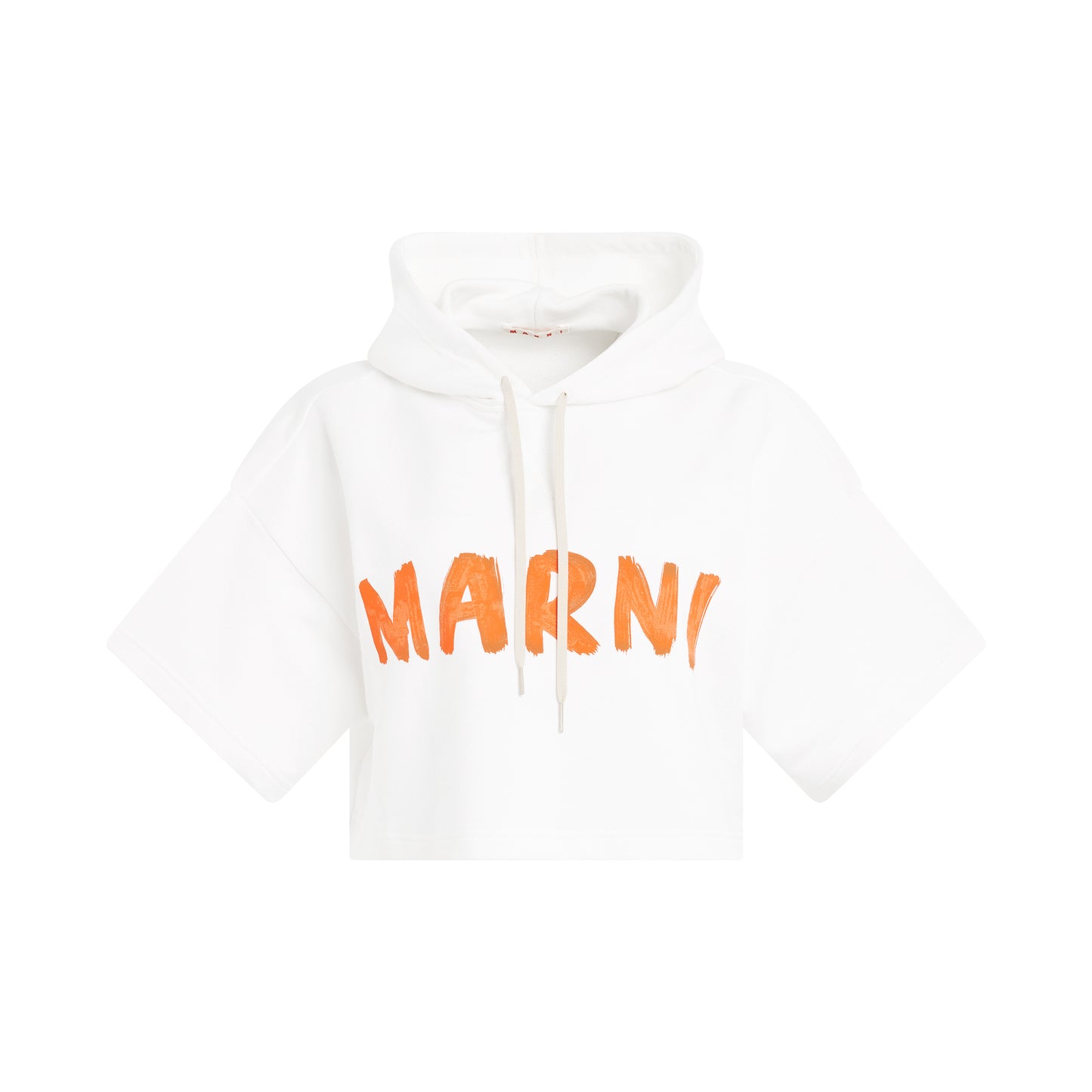 Logo Cropped Hoodie in Stone White