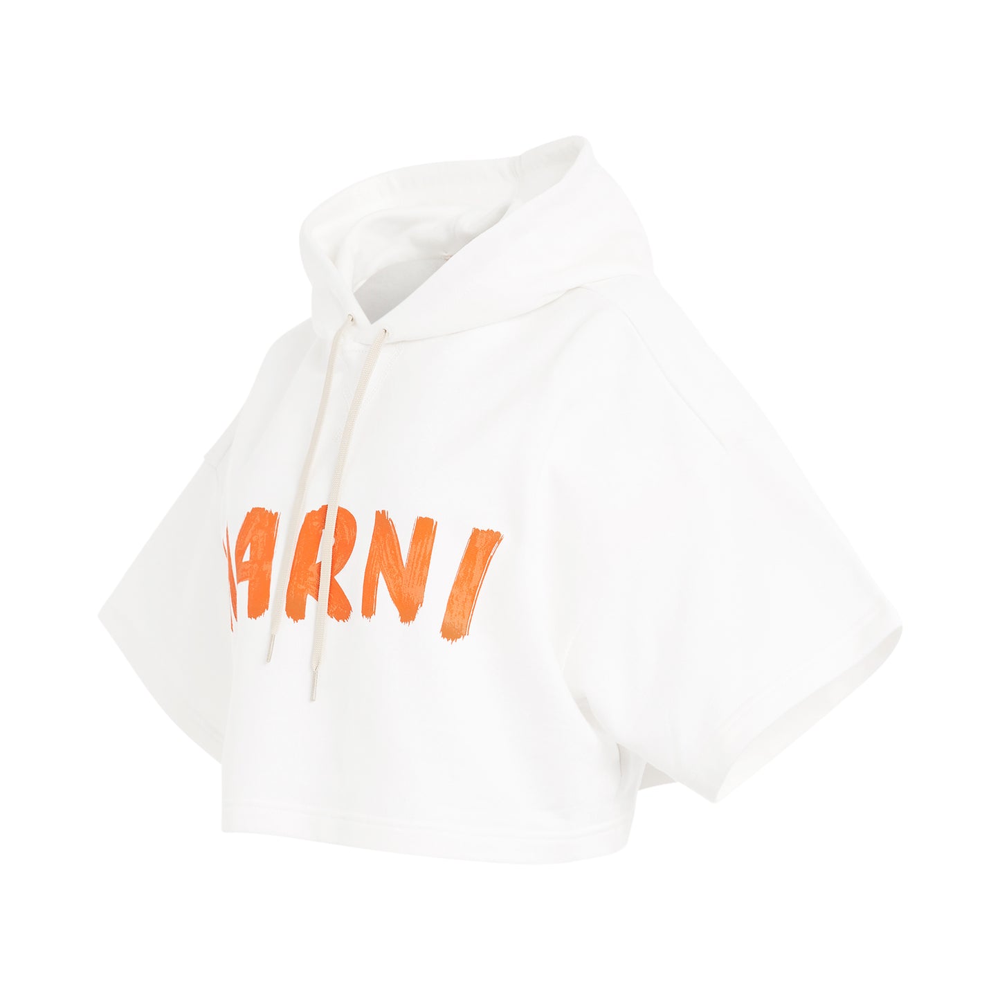 Logo Cropped Hoodie in Stone White
